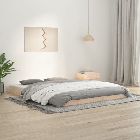 Estructura de cama madera maciza de pino 150x200 cm de vidaXL, Camas y somieres - Ref: Foro24-823439, Precio: 93,70 €, Descue...