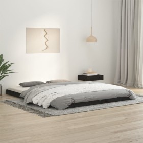 Estructura de cama de madera maciza de pino negro 160x200 cm de vidaXL, Camas y somieres - Ref: Foro24-823438, Precio: 176,99...