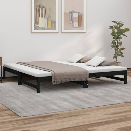 Removable sofa bed solid black pine wood 2x(100x200) cm by vidaXL, Beds and slatted bases - Ref: Foro24-823403, Price: 186,99...