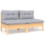 2-seater garden sofa with solid gray pine wood cushions by vidaXL, Modular outdoor sofas - Ref: Foro24-806651, Price: 162,90 ...