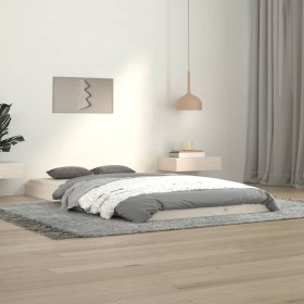 Estructura de cama madera maciza de pino blanco 100x200 cm de vidaXL, Camas y somieres - Ref: Foro24-823455, Precio: 64,99 €,...