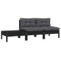 Gartenmöbel-Set 3-teilig, schwarze Kissen, massives Kiefernholz von vidaXL, Modulare Sofas für den Außenbereich - Ref: Foro24...