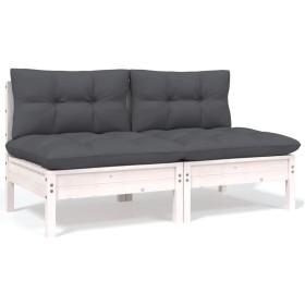 2-seater garden sofa with white pine wood cushions by vidaXL, Modular outdoor sofas - Ref: Foro24-806653, Price: 138,99 €, Di...