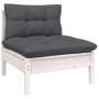 2-Sitzer-Gartensofa mit Kissen aus weißem Kiefernholz von vidaXL, Modulare Sofas für den Außenbereich - Ref: Foro24-806653, P...