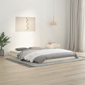 Estructura de cama madera maciza de pino blanco 140x200 cm de vidaXL, Camas y somieres - Ref: Foro24-823445, Precio: 109,99 €...