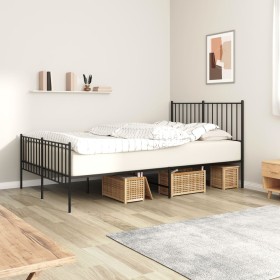 Black metal headboard and footboard bed frame 120x200 cm by vidaXL, Beds and slatted bases - Ref: Foro24-350880, Price: 82,84...