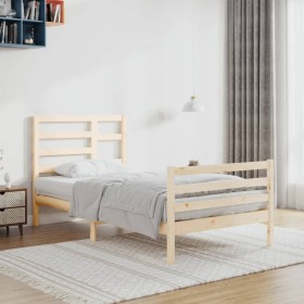 Estructura de cama madera maciza 90x200 cm de vidaXL, Camas y somieres - Ref: Foro24-3105845, Precio: 97,99 €, Descuento: %