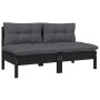 2-seater garden sofa with solid black pine wood cushions by vidaXL, Modular outdoor sofas - Ref: Foro24-806656, Price: 192,99...