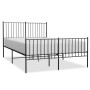 Black metal headboard and footboard bed frame 135x190 cm by vidaXL, Beds and slatted bases - Ref: Foro24-350881, Price: 96,35...