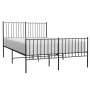 Black metal headboard and footboard bed frame 135x190 cm by vidaXL, Beds and slatted bases - Ref: Foro24-350881, Price: 96,35...