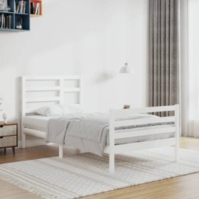 Weißer Massivholzbettrahmen 90x200 cm von vidaXL, Betten und Lattenroste - Ref: Foro24-3105846, Preis: 100,27 €, Rabatt: %