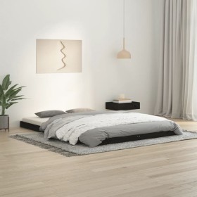 Solid black pine wood bed frame 140x200 cm by vidaXL, Beds and slatted bases - Ref: Foro24-823448, Price: 137,71 €, Discount: %