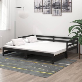 Sofá cama extraíble madera maciza de pino negro 2x(90x200) cm de vidaXL, Camas y somieres - Ref: Foro24-806954, Precio: 198,0...