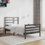 Estructura de cama de madera maciza gris 90x200 cm de vidaXL, Camas y somieres - Ref: Foro24-3105847, Precio: 105,50 €, Descu...