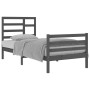 Estructura de cama de madera maciza gris 90x200 cm de vidaXL, Camas y somieres - Ref: Foro24-3105847, Precio: 105,50 €, Descu...