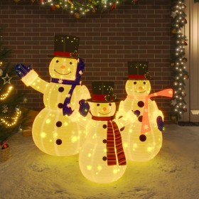 Christmas Snowman Family with LED Luxurious Fabric by vidaXL, Christmas lights - Ref: Foro24-329765, Price: 192,96 €, Discoun...