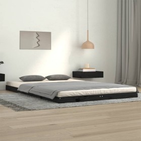 Estructura de cama madera maciza de pino negro 120x200 cm de vidaXL, Camas y somieres - Ref: Foro24-823453, Precio: 121,99 €,...