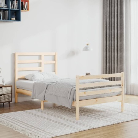 Solid wood bed frame 100x200 cm by vidaXL, Beds and slatted bases - Ref: Foro24-3105850, Price: 91,99 €, Discount: %