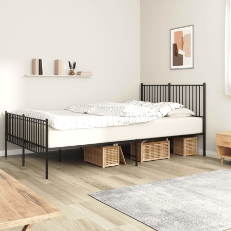 Black metal headboard and footboard bed frame 160x200 cm by vidaXL, Beds and slatted bases - Ref: Foro24-350885, Price: 115,0...