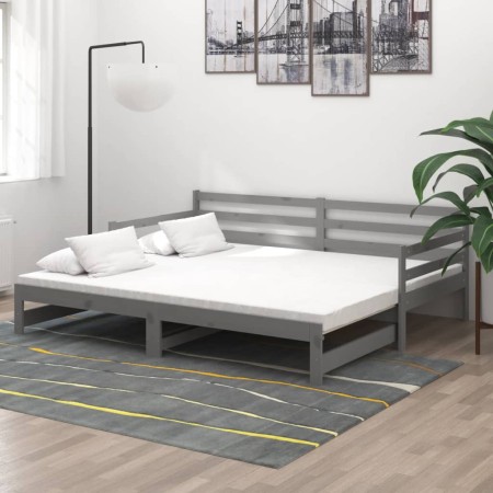 Removable sofa bed solid gray pine wood 2x(90x200) cm by vidaXL, Beds and slatted bases - Ref: Foro24-806957, Price: 181,60 €...