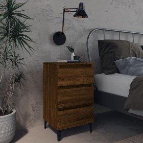 Bedside table 2 units brown oak metal legs 40x35x69 cm by vidaXL, Nightstands - Ref: Foro24-813145, Price: 108,99 €, Discount: %