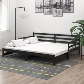 Sofá cama extraíble madera maciza de pino negro 2x(90x200) cm de vidaXL, Camas y somieres - Ref: Foro24-806959, Precio: 250,9...