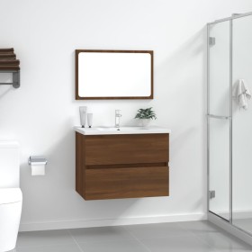 Set de muebles baño 2 pzas madera contrachapada marrón roble de vidaXL, Muebles de baño - Ref: Foro24-815737, Precio: 89,61 €...