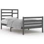 Estructura de cama de madera maciza gris 100x200 cm de vidaXL, Camas y somieres - Ref: Foro24-3105852, Precio: 108,99 €, Desc...