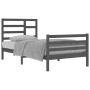 Estructura de cama de madera maciza gris 100x200 cm de vidaXL, Camas y somieres - Ref: Foro24-3105852, Precio: 108,99 €, Desc...