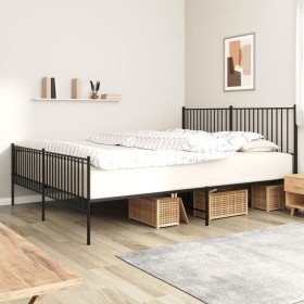 Black metal headboard and footboard bed frame 193x203cm by vidaXL, Beds and slatted bases - Ref: Foro24-350888, Price: 111,99...