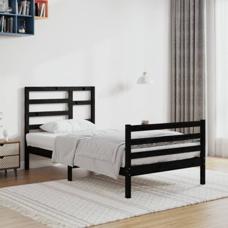 Estructura de cama madera maciza negro 100x200 cm de vidaXL, Camas y somieres - Ref: Foro24-3105854, Precio: 122,99 €, Descue...