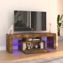 Mueble de TV con luces LED roble ahumado 120x35x40 cm de vidaXL, Muebles TV - Ref: Foro24-815666, Precio: 81,49 €, Descuento: %