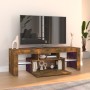 Mueble de TV con luces LED roble ahumado 120x35x40 cm de vidaXL, Muebles TV - Ref: Foro24-815666, Precio: 81,49 €, Descuento: %