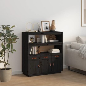 Tall sideboard solid black pine wood 100x40x108.5 cm by vidaXL, Sideboards - Ref: Foro24-820166, Price: 154,99 €, Discount: %