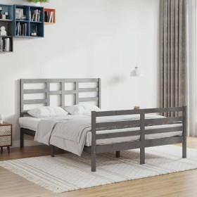 Estructura de cama madera maciza gris 120x200 cm de vidaXL, Camas y somieres - Ref: Foro24-3105857, Precio: 149,99 €, Descuen...