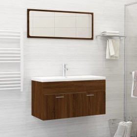 Set de muebles baño 2 pzas madera contrachapada marrón roble de vidaXL, Muebles de baño - Ref: Foro24-826625, Precio: 78,19 €...