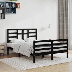 Solid black pine wood bed frame 120x200 cm by vidaXL, Beds and slatted bases - Ref: Foro24-3105859, Price: 156,99 €, Discount: %