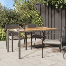 Synthetic rattan garden table with gray acacia wood, 150x90x75 cm. by vidaXL, Garden tables - Ref: Foro24-316721, Price: 126,...