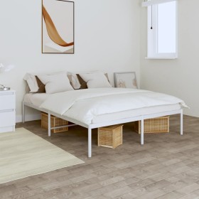 Estructura de cama de metal blanca 140x190 cm de vidaXL, Camas y somieres - Ref: Foro24-350913, Precio: 85,17 €, Descuento: %