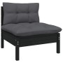 Central garden sofa with solid black acacia wood cushions by vidaXL, Modular outdoor sofas - Ref: Foro24-806638, Price: 102,2...