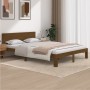 Estructura de cama madera maciza de pino marrón miel 140x190 cm de vidaXL, Camas y somieres - Ref: Foro24-810478, Precio: 173...