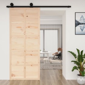 Solid pine wood barn door 90x1.8x214 cm by vidaXL, Doors - Ref: Foro24-824633, Price: 92,21 €, Discount: %