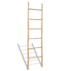 Escalera para toallas con 6 peldaños de bambú de vidaXL, Toalleros - Ref: Foro24-41496, Precio: 62,06 €, Descuento: %