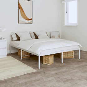 Estructura de cama de metal blanca 160x200 cm de vidaXL, Camas y somieres - Ref: Foro24-350916, Precio: 102,93 €, Descuento: %