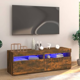 Mueble de TV con luces LED roble ahumado 120x35x40 cm de vidaXL, Muebles TV - Ref: Foro24-815672, Precio: 73,13 €, Descuento: %