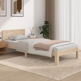 Estructura de cama de madera maciza de pino 90x200 cm de vidaXL, Camas y somieres - Ref: Foro24-810480, Precio: 77,99 €, Desc...