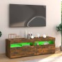 Mueble de TV con luces LED roble ahumado 120x35x40 cm de vidaXL, Muebles TV - Ref: Foro24-815672, Precio: 73,65 €, Descuento: %