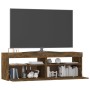 Mueble de TV con luces LED roble ahumado 120x35x40 cm de vidaXL, Muebles TV - Ref: Foro24-815672, Precio: 73,65 €, Descuento: %