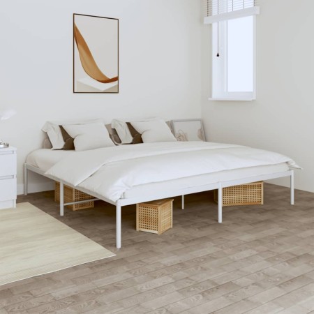 Estructura de cama de metal blanco 180x200 cm de vidaXL, Camas y somieres - Ref: Foro24-350917, Precio: 122,99 €, Descuento: %