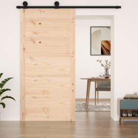 Puerta de granero madera maciza pino 100x1,8x204,5 cm de vidaXL, Puertas - Ref: Foro24-824623, Precio: 85,60 €, Descuento: %